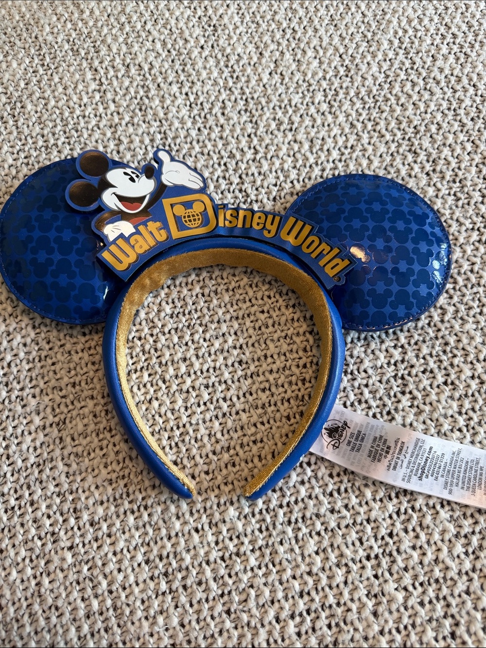 Disney Walt Disney World Blue and Gold Mickey Ear Headband